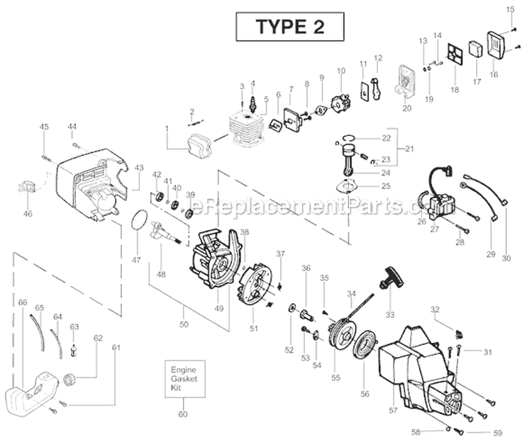 Page C Diagram and Parts List for PL200 Type 2 Weed Eater Trimmer